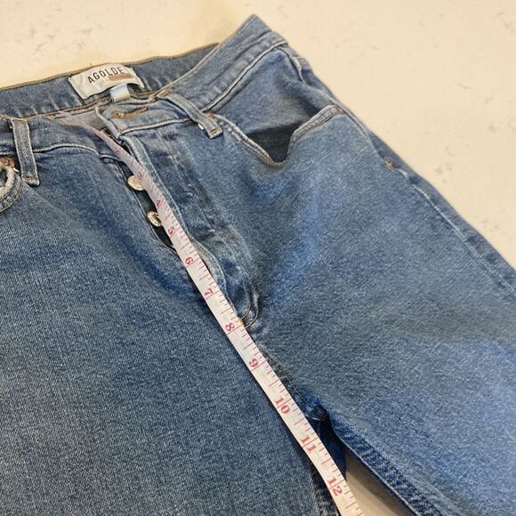 AGOLDE High Rise Organic Cotton Stretch Riley Straight Medium Wash Jeans Size 26 - Picture 5 of 10